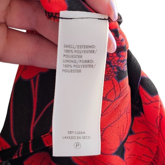 Rebecca Minkoff Mini Dress Large Red Flutter Sleeve Floral Pleated Ruffle Sz S - Picture 12 of 13